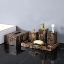 GobekUsa Emperador Dark Marble Bathroom Set: Toothbrush Holder, Soap Dish, Soap Dispenser