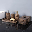 GobekUsa Emperador Dark Marble Bathroom Set: Toothbrush Holder, Soap Dish, Soap Dispenser
