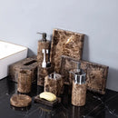 GobekUsa Emperador Dark Marble Bathroom Set: Toothbrush Holder, Soap Dish, Soap Dispenser
