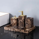 GobekUsa Emperador Dark Marble Bathroom Set: Toothbrush Holder, Soap Dish, Soap Dispenser
