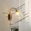 GobekUsa Glass Copper LED Wall Lights Modern Bedside Lamp Applique Da Parete