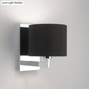 GobekUsa Modern Fabric Drum Wall Mount 1 Light Sconce in Black/White