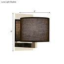 GobekUsa Modern Fabric LED Drum Wall Sconce for Bedside - White/Black