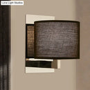GobekUsa Modern Fabric LED Drum Wall Sconce for Bedside - White/Black
