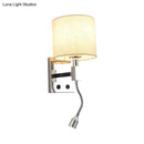GobekUsa Modern Fabric LED Wall Sconce Light in Chrome for Living Room