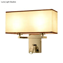 GobekUsa Modern Fabric LED Wall Sconce Lighting with Adjustable Spotlight, Chrome Finish