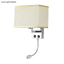 GobekUsa Modern Fabric Rectangle Spotlight Wall Lamp - Nordic Style, 1-Light, Black/Flaxen/Beige, Wall Mounted Fixture