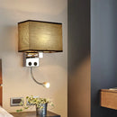 GobekUsa Modern Fabric Rectangle Spotlight Wall Lamp - Nordic Style, 1-Light, Black/Flaxen/Beige, Wall Mounted Fixture