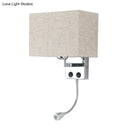 GobekUsa Modern Fabric Rectangle Spotlight Wall Lamp - Nordic Style, 1-Light, Black/Flaxen/Beige, Wall Mounted Fixture