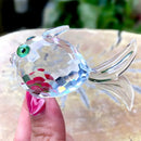 Modern faceted crystal goldfish glass miniature sculpture living room by Decorbites