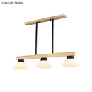GobekUsa Nordic Style Wooden Cone Shade Chandelier - 3/4 Heads Linear Pendant Light for Kitchen Island
