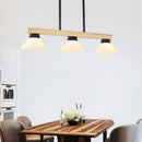 GobekUsa Nordic Style Wooden Cone Shade Chandelier - 3/4 Heads Linear Pendant Light for Kitchen Island