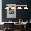 GobekUsa Nordic Style Wooden Cone Shade Chandelier - 3/4 Heads Linear Pendant Light for Kitchen Island