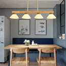 GobekUsa Nordic Style Wooden Cone Shade Chandelier - 3/4 Heads Linear Pendant Light for Kitchen Island