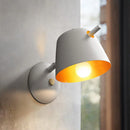 GobekUsa Modern Flare Wall Mount Sconce with 1 Head, Metal Shade, in Black/White/Blue
