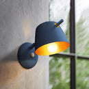 GobekUsa Modern Flare Wall Mount Sconce with 1 Head, Metal Shade, in Black/White/Blue