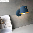 GobekUsa Modern Flare Wall Mount Sconce with 1 Head, Metal Shade, in Black/White/Blue