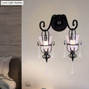 GobekUsa Modern Flared Black Wall Lamp with Clear Glass Shade