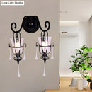 GobekUsa Modern Flared Black Wall Lamp with Clear Glass Shade