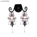 GobekUsa Modern Flared Black Wall Lamp with Clear Glass Shade