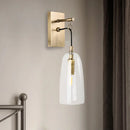 GobekUsa Modern Flared Wall Mount Lamp - 1 Light Gold Sconce with Clear Glass Shade