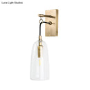 GobekUsa Modern Flared Wall Mount Lamp - 1 Light Gold Sconce with Clear Glass Shade