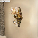 GobekUsa Modern Floral Shaped Wall Sconce Light with Amber Glass and Teardrop Crystal Drop in Brass - 1/2 Heads - Ideal for Living Room