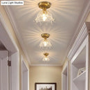 GobekUsa Modern Floral Glass Ceiling Light - Elegant Single-Bulb Foyer Flush Fixture