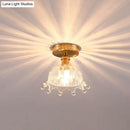 GobekUsa Modern Floral Glass Ceiling Light - Elegant Single-Bulb Foyer Flush Fixture