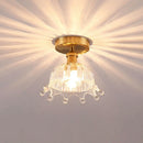 GobekUsa Modern Floral Glass Ceiling Light - Elegant Single-Bulb Foyer Flush Fixture