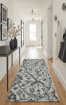 Ivory and Charcoal Wool Area Rug - Modern Floral Hand Woven Premium by The Rug Decor