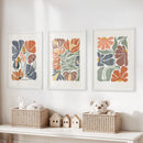 Boho Botanical Set of 3 Wall Art. Abstract Flowers Prints by Wall Art Set