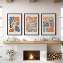 Boho Botanical Set of 3 Wall Art. Abstract Flowers Prints by Wall Art Set