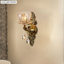 GobekUsa Modern Floral Shaped Wall Sconce Light with Amber Glass and Teardrop Crystal Drop in Brass - 1/2 Heads - Ideal for Living Room