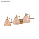 GobekUsa Modern Floral Wall Sconce with Amber Glass, Brass Finish, 2/3 Bulbs - 16.5"/24.5" W