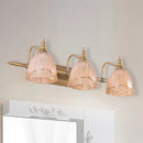 GobekUsa Modern Floral Wall Sconce with Amber Glass, Brass Finish, 2/3 Bulbs - 16.5"/24.5" W