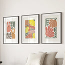 Boho Chic Botanical Decor. Set of 3 Abstract Flowers Prints by Wall Art Set