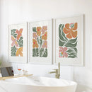 Abstract Botanical Set of 3 Prints. Retro Flower Gallery Art by Wall Art Set