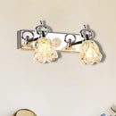 GobekUsa Modern Flower Shade Vanity Wall Light Fixture - Clear Glass, Silver Finish, 2/3 Lights - Ideal for Bathroom - 12"/18" W