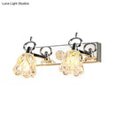 GobekUsa Modern Flower Shade Vanity Wall Light Fixture - Clear Glass, Silver Finish, 2/3 Lights - Ideal for Bathroom - 12"/18" W