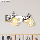 GobekUsa Modern Flower Shade Vanity Wall Light Fixture - Clear Glass, Silver Finish, 2/3 Lights - Ideal for Bathroom - 12"/18" W