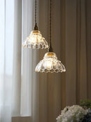 GobekUsa Brass Glass Pendant Light - Luxury Minimalist LED Nordic Flower Restaurant Lamp