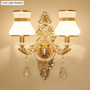 GobekUsa Modern Frosted Glass Bell Shade Wall Sconce with Gold Carved Backplate