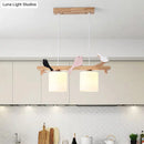 GobekUsa Modern Frosted Glass Pendant Light with Wood Accent - 2/3 Lights | Barrel Island Hanging Lamp Kit - Bird Deco | Perfect for Tables