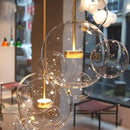 GobekUsa Bubble Ball Pendant Light: Golden Iron Glass Lamp for Kitchen Island, LED Fixtures