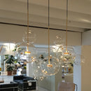 GobekUsa Bubble Ball Pendant Light: Golden Iron Glass Lamp for Kitchen Island, LED Fixtures