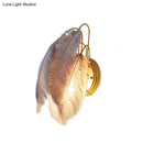 GobekUsa Modern Furry Goose Feather Wall Lamp - Sleek Single-Bulb Sconce Light for Living Room (Grey/White)