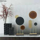 GobekUsa Geometric Alloy Crafts Marble Base Statue Modern Home Decor