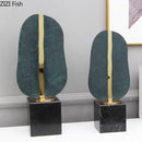 GobekUsa Geometric Alloy Crafts Marble Base Statue Modern Home Decor