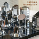 GobekUsa Crystal Glass Chess Set Geometric Design Home Decor Figurines.